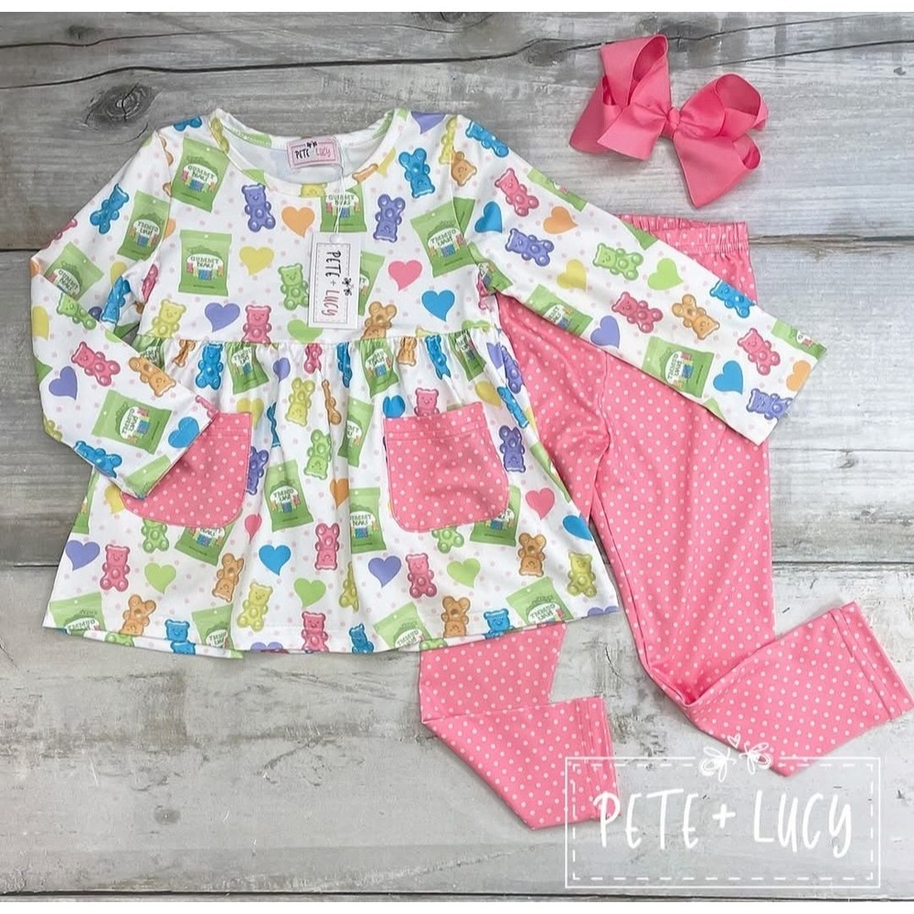 0-6 Mos Pete And Lucy Gummy Bears Pant‎ Set NWT